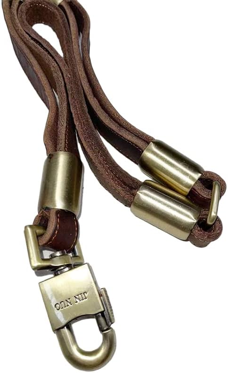 Dog Leash Genuine Real Ox Leather Foldable Dog Leash Lead