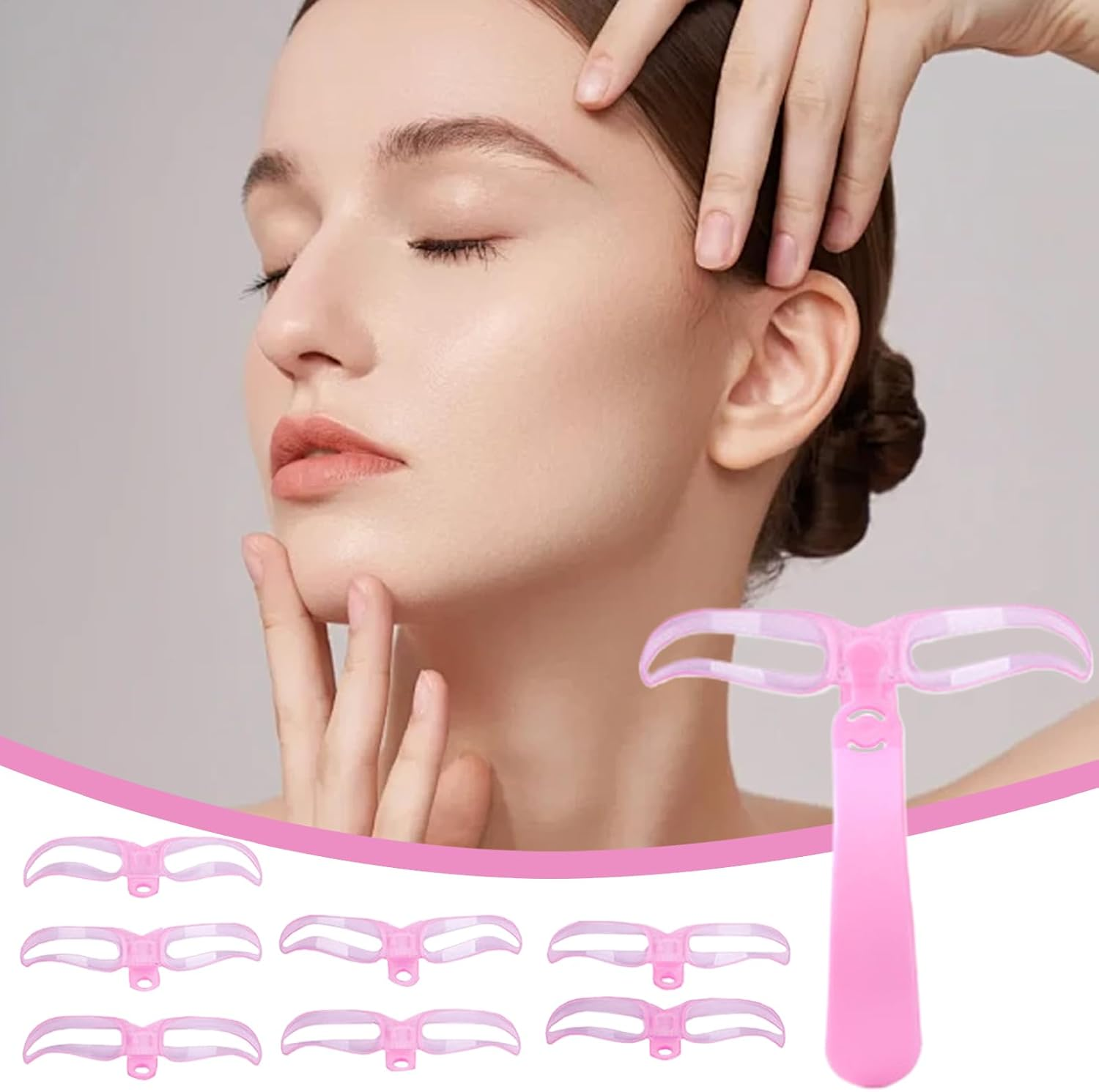 Eyebrow Stencils | 8-Styles Eye Brow Shaper Set | Washable Portable Eyebrow Templates for Makeup Travel Daily Use Party - Purple image number 6