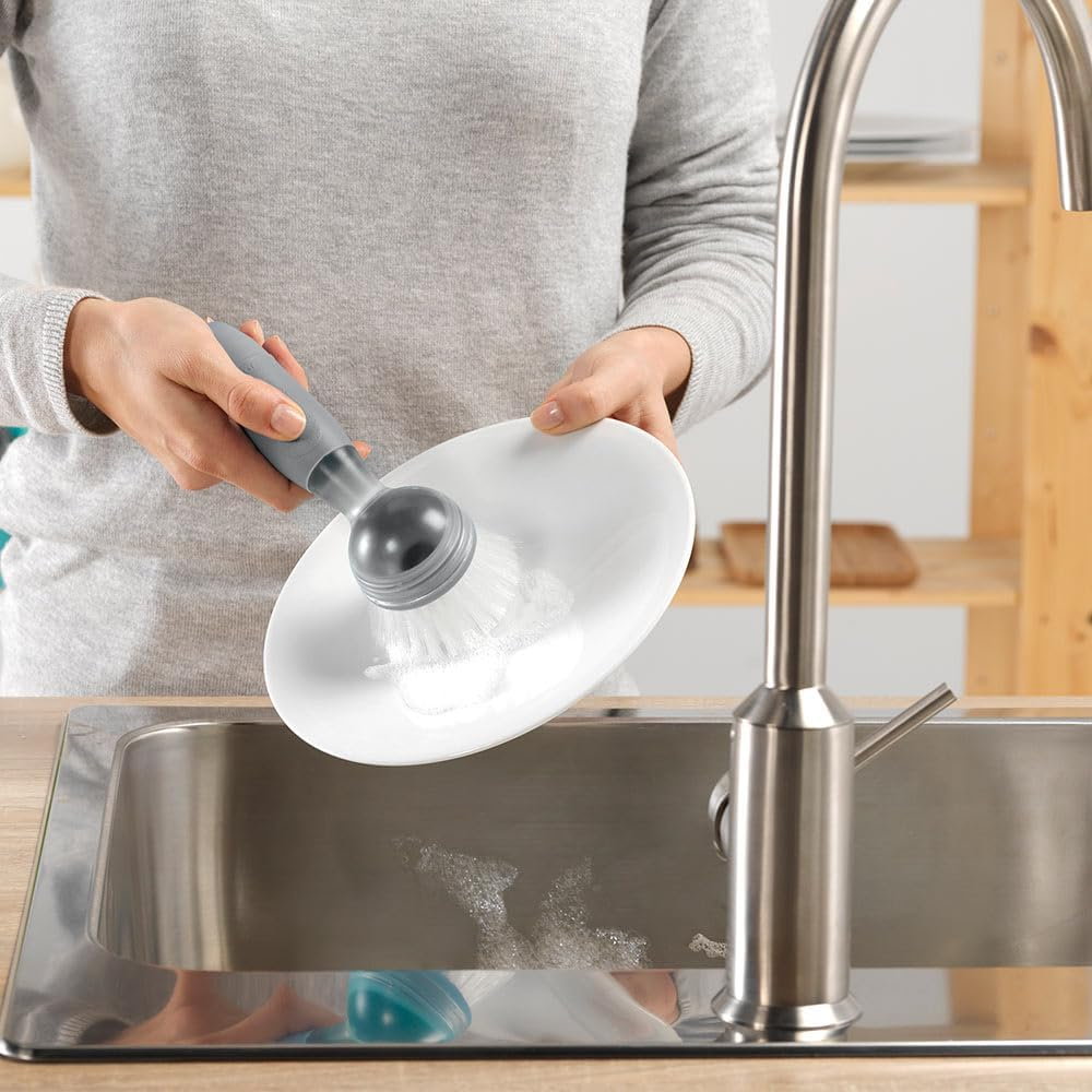 Vigar Rengo Soap Dispensing Dish Brush, Grey image number 6