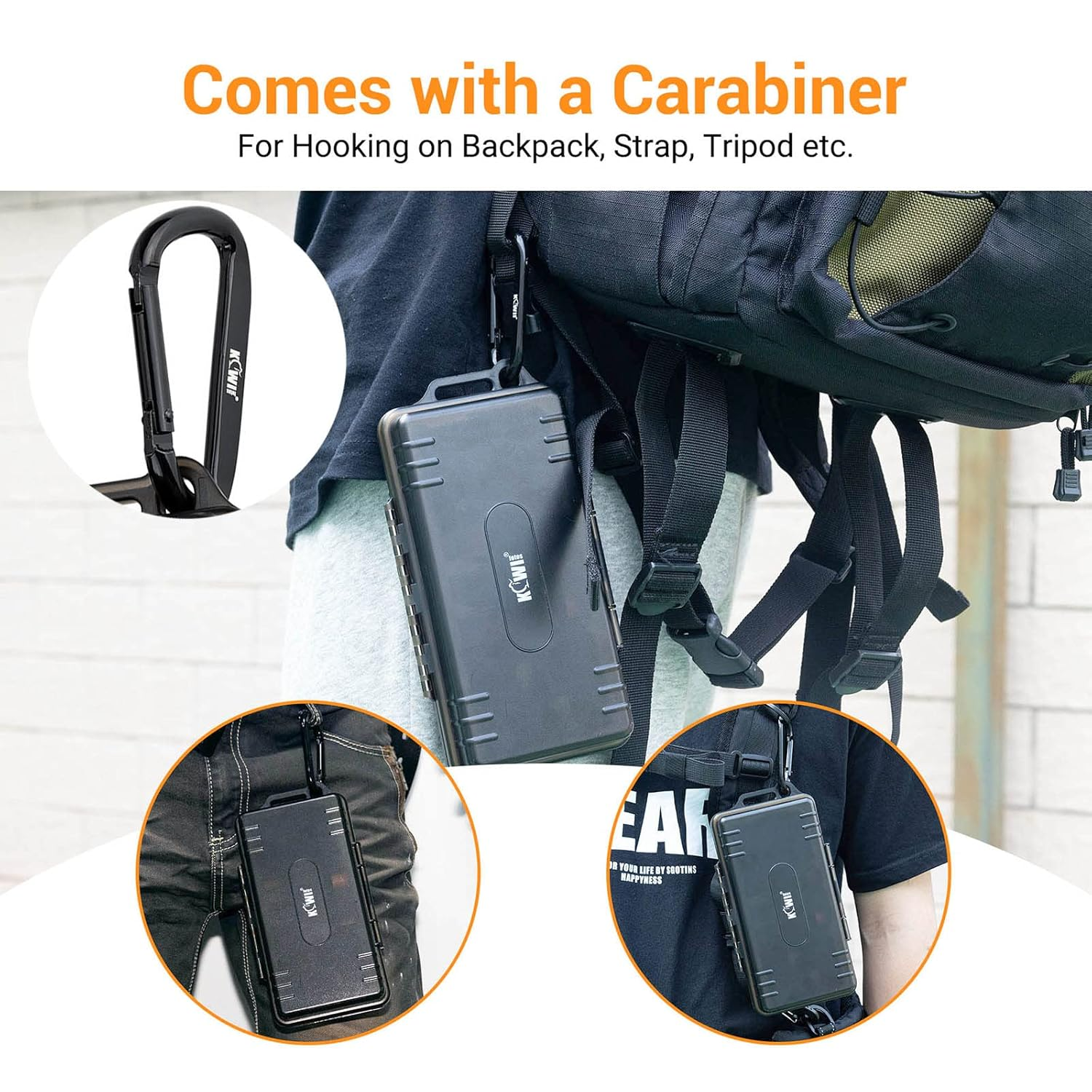 24 Slots AA AAA Battery Storage Case with Battery Tester Functions for 14Pcs AA Batteries + 10Pcs AAA Batteries, Water-Resistant Anti-Shock Protector, with Carabiner X 1 image number 4