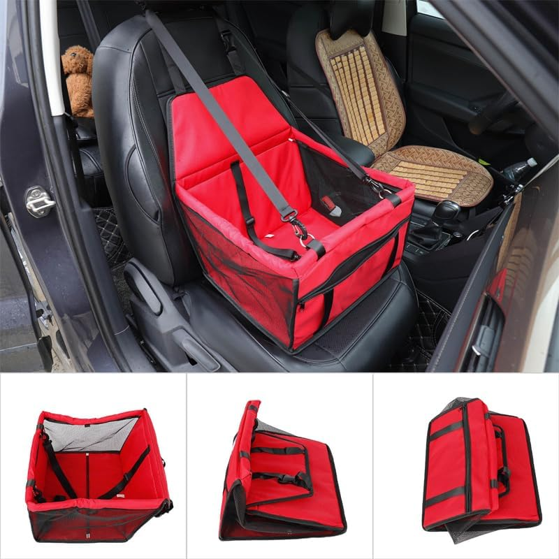 Pet Car Booster Seat Puppy Cat Dog Auto Carrier Travel Protector Safety Basket - 40X30X25Cm, Durable 600D Oxford Fabric, PVC Mesh Safety Basket for Pets, Ideal for Travel & Car Trips image number 5