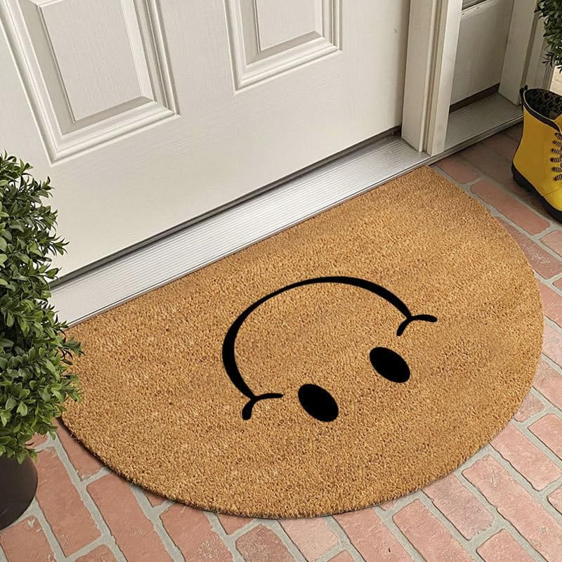 Front Door Mat outside Entrance 45Cm X 75Cm, Non-Slip Low Pile Outdoor Doormat Faux Coconut Coir Half Circle Heavy Duty Outdoor Mats for Front Door Back Door, Home image number 4