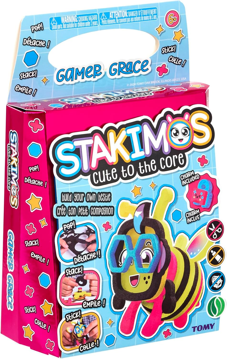 TOMY Stakimos Gamer Grace | Kids Craft Set to Build Your Own Adorable 3D Character from Recycled Polyester Craft Foam | No Glue or Cutting Needed | Craft Kits for Kids Ages 6+ Years