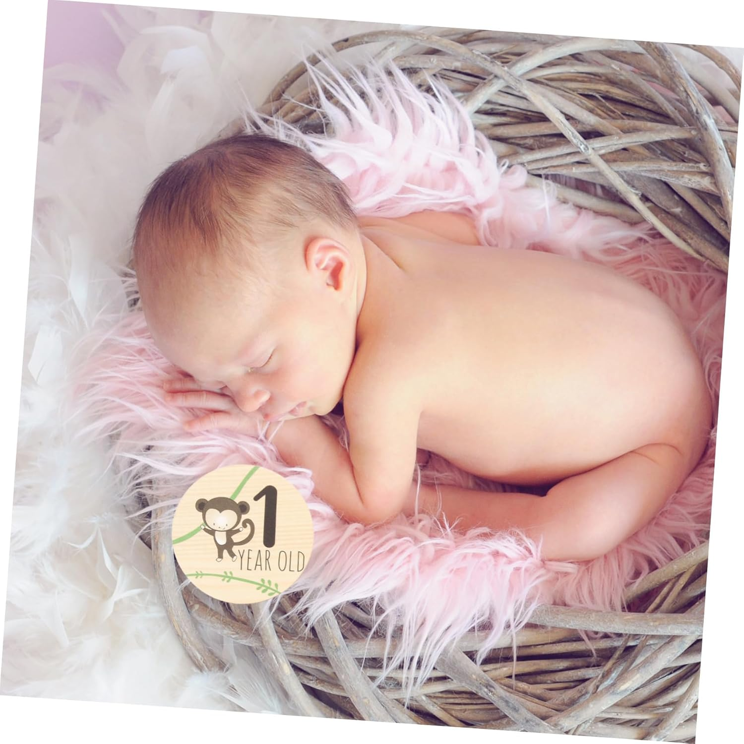7Pcs Monthly Milestone Wooden Discs Decorative round Announcement Cards for Newborn Photography Fine Markers for Boys image number 5