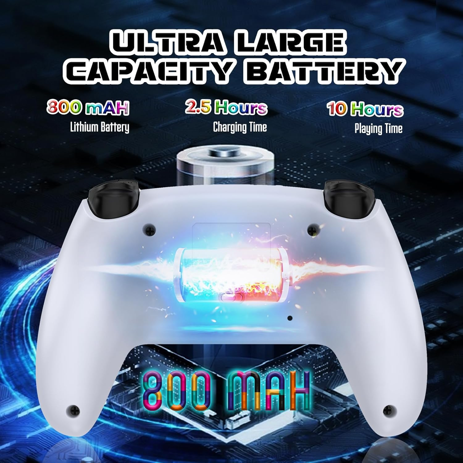 Wireless Controller for Switch/Switch 2/Lite/Oled/Pc, Gamepad with 7 Color Changing RGB Lighting/Dual Vibration/6 Axis Gyroscope/Turbo, White image number 3