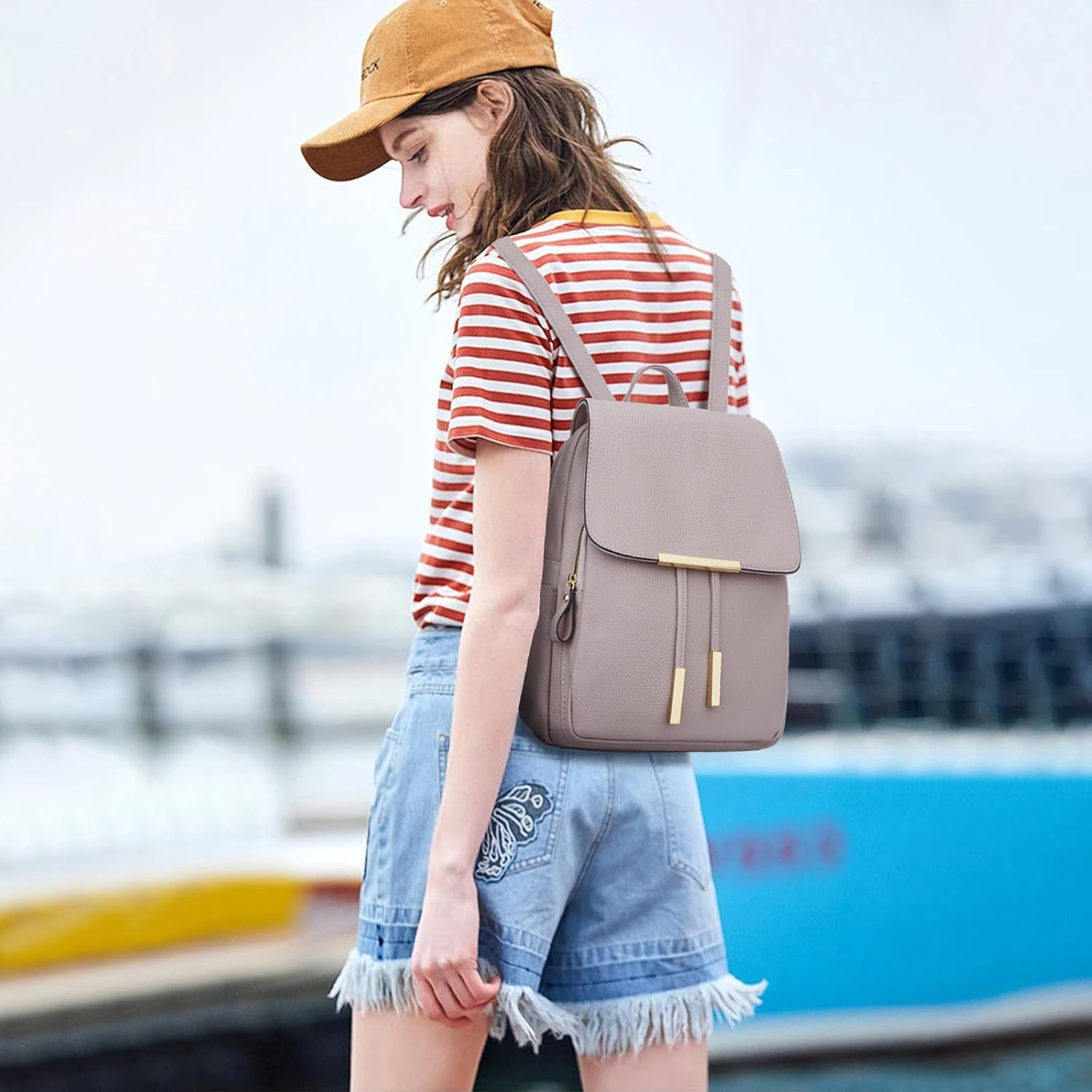 KKXIU Quilted Trendy Leather Backpack Purse for Women Teen Girls Ladies Shoulder Travel Daypacks Bags image number 2