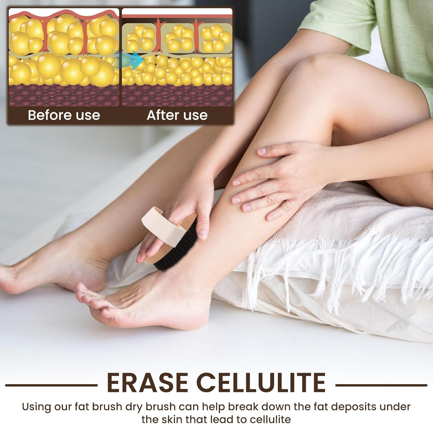 Dry Brushing Body Brush, Reusable Skin Exfoliating Body Scrubber, Organic Spa Exfoliator and Massage Scrub Brush with Natural Boar Bristles image number 1