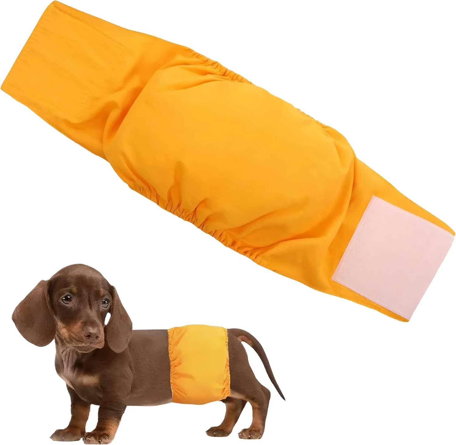 EZONEDEAL Washable Male Dog Belly Band, Washable Male Dog Belly Wrap, Dog Diapers, Leakproof Reusable Puppy Diapers, High Absorbing Belly Bands Pee Wrap for Puppy & Doggy (Yellow, L, 1, Count)