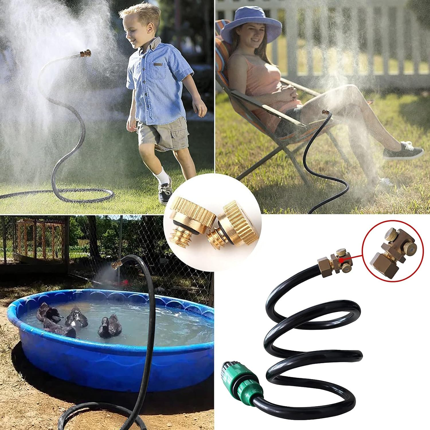 Misters for outside Patio, Outdoor Mist Sprinklers Hose Cooling System, Garden, Plants, Hummingbird, Pool, Birds, Greenhouse, Fan, Umbrella, Backyard, Personal/Portable Misting image number 6