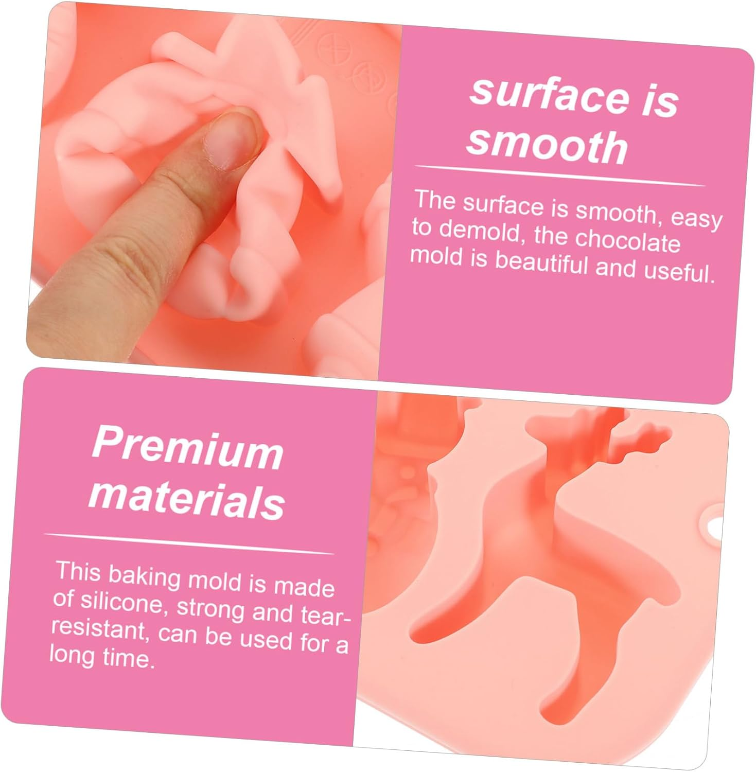 Amosfun 2Pcs Christmas Silicone Mold Xmas Candy Mold Baking Tool Non-Stick Silicone for Cookie Making Cute Baking for Christmas Craft image number 6