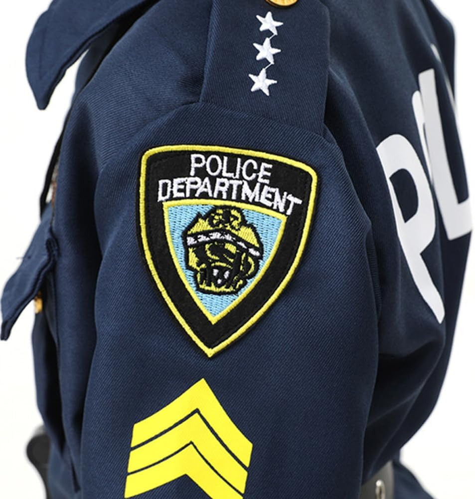 Police Costume for Kids Include Police Hat, Shirt, Pants, Belt, Police Officer Outfit Dress up for Boys&Girls Halloween Pretend Play image number 5