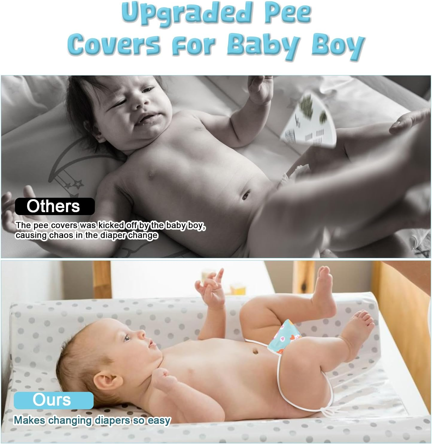 10 Pcs Peepeeteepe Baby Boy with 4 Straps, Pee Peep Teepee Baby Boy with Storage Bag & Laundry Bag, Strong Water Absorption Pee Covers for Baby Boy Newborn image number 5