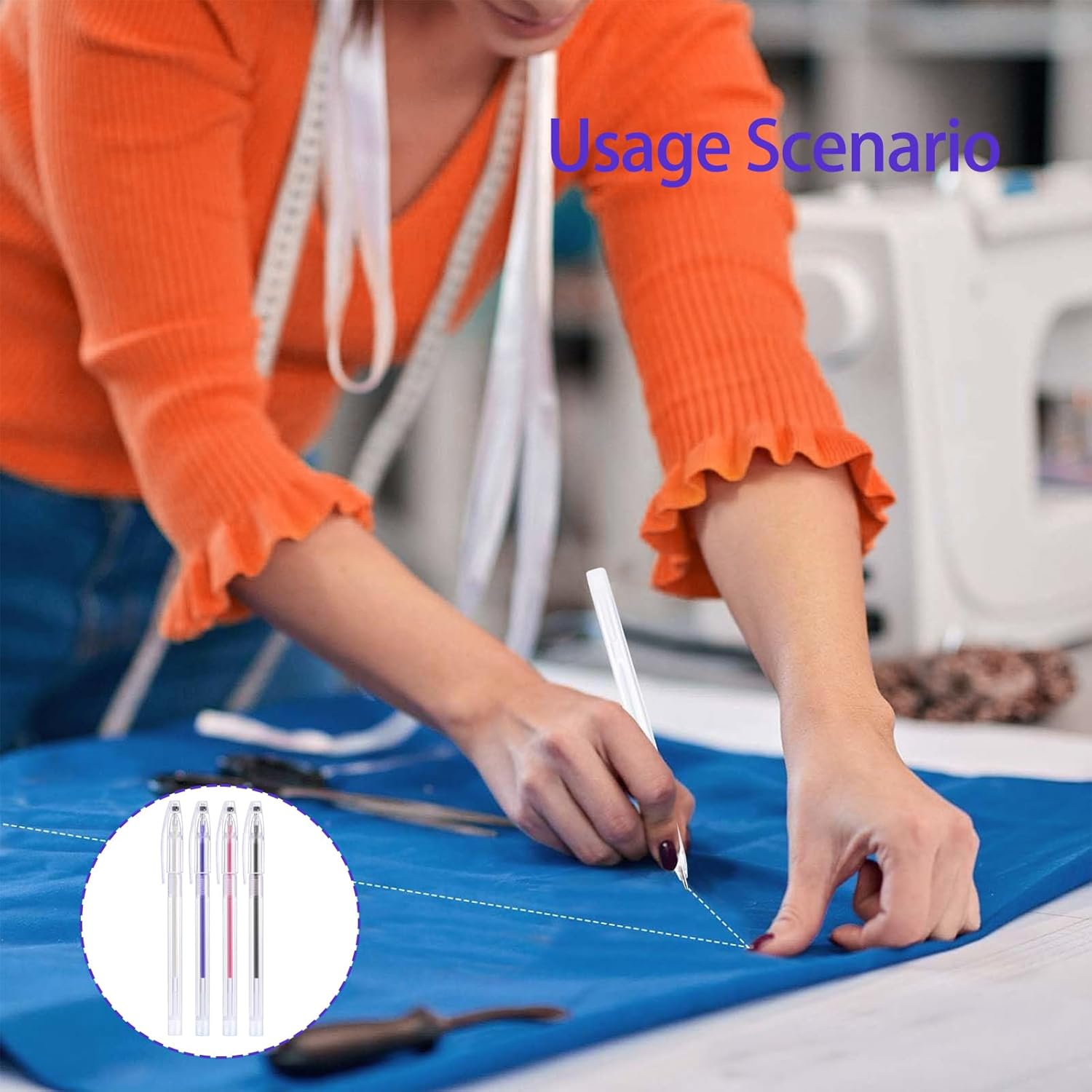 24 Pcs Heat Erase Fabric Pens, High-Temperature Vanishing Erasable Pens for Dressmaking Tailoring, Chalk Pen for Fabric Markers Tailors Quilters Dressmakers Sewing DIY Sewing Projects (4 Colors) image number 5