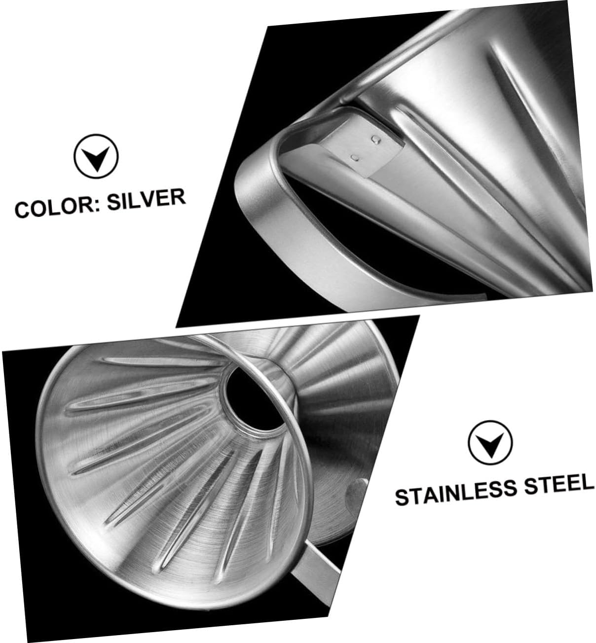 KONTONTY Stainless Steel Coffee Dripper Filter Funnel Handheld Tea Slag Funnel Reusable Coffee Strainer for Cups Brewing Easy to Clean Precision Filtering Tool image number 5