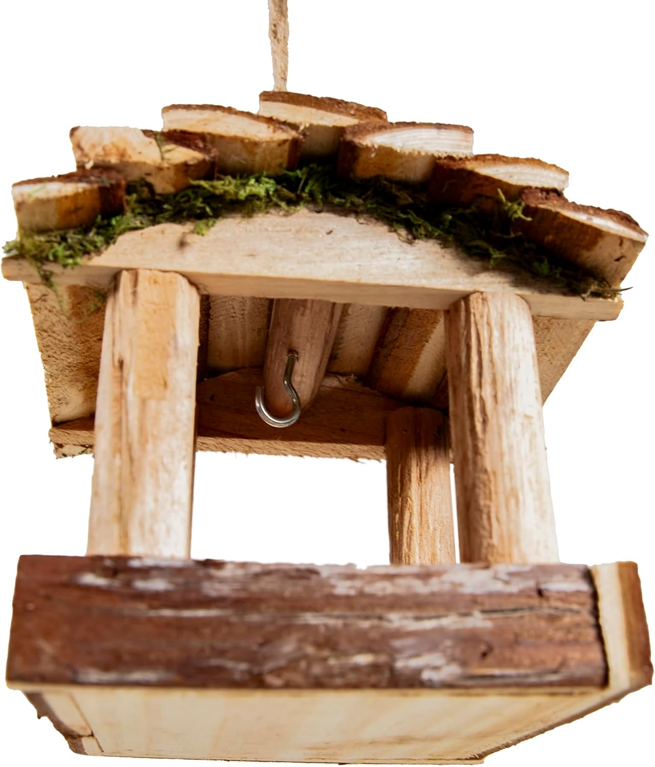 Handmade Wooden Outdoor Balcony Bird Feeder, 7-Inch, Wild Bird, Ranch Patio Yard Tree Hanging image number 5