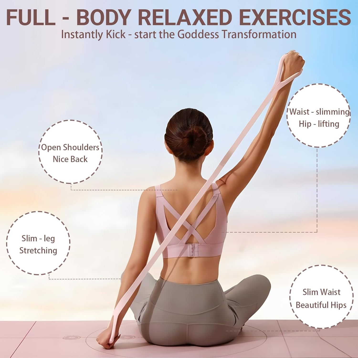 Viiotu Figure 8 Resistance Band,Upgraded Shoulder Stretch Resistance Bands with Handles,Silicone Exercise Bands for Workout Arm Back at Gym Home image number 3