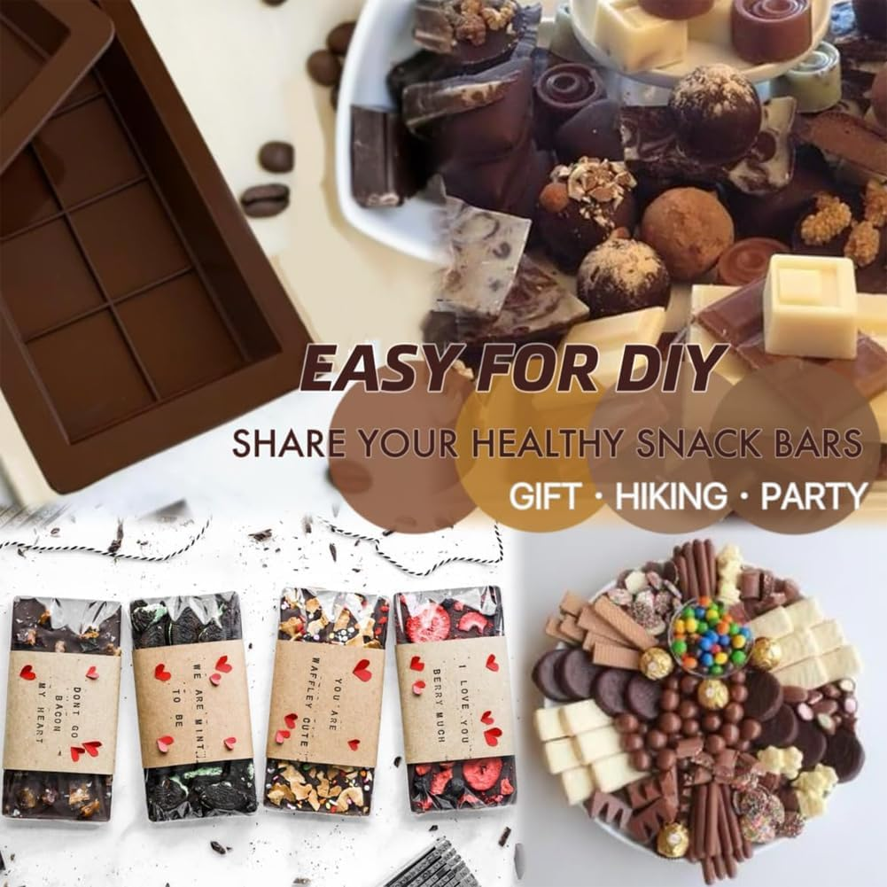 Suithink 2 Pieces Deep Chocolate Bar Molds, 1 Inch Deep Large and Thick Silicone Chocolate Bar Molds for Dubai Chocolate Bar Pistachio, Candy, Chocolate Snacks, Milk Chocolate Bar