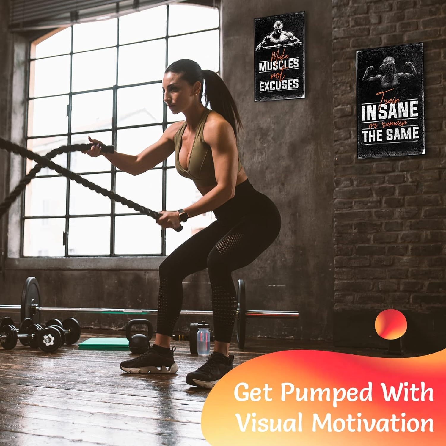 Bodybuilding Motivational Fitness Posters Set of Four. Wall Art Inspiration and Quote Decals with Workout Weight Lifting and No Excuses Inspirational Images. No Pain No Gain Prints. Great Mens Gifts image number 4