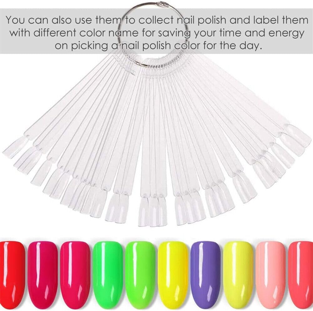 50X Nail Swatches Practice Stick Polish Card Color Display Wheel Chart Stick Tip (Clear) image number 5