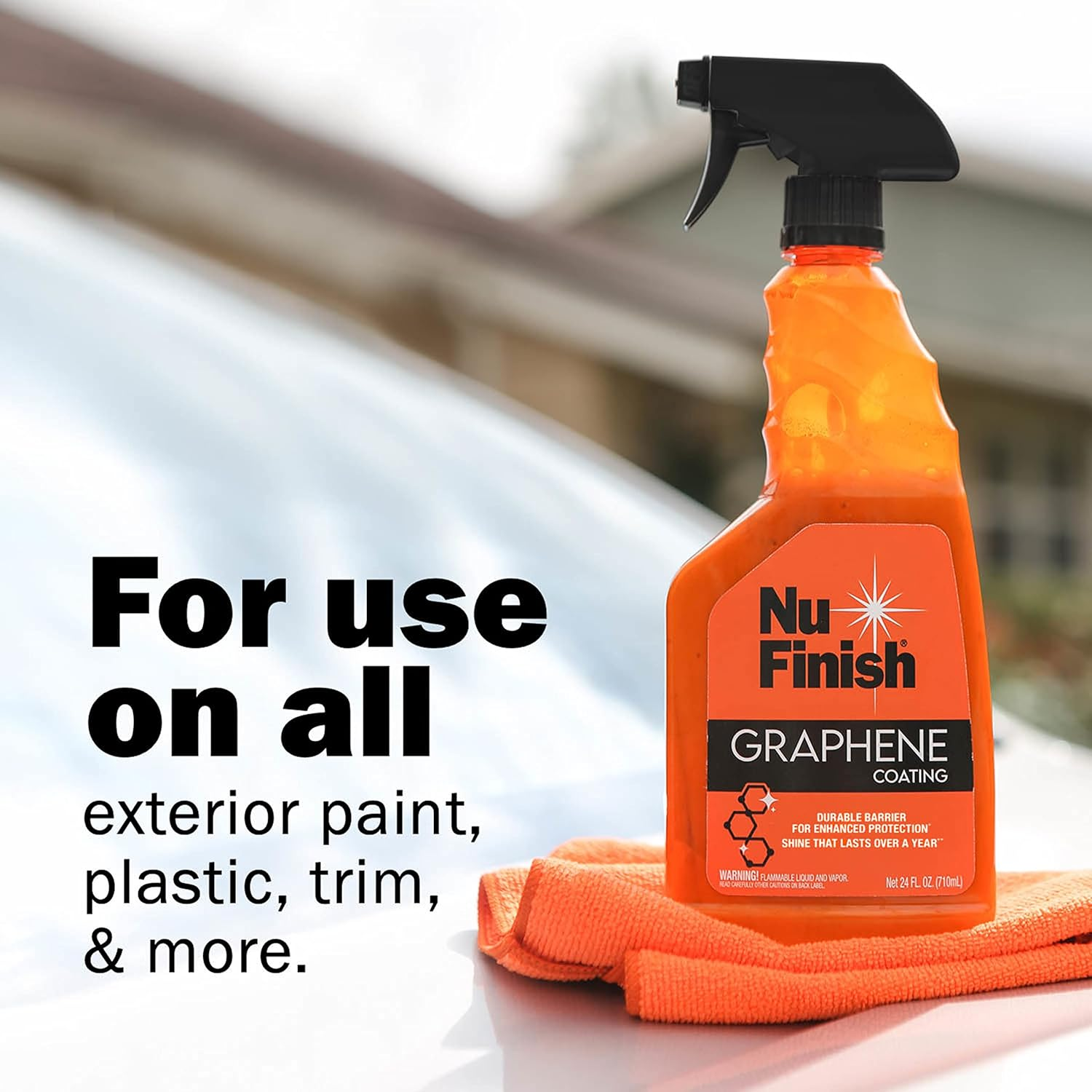 Nu Finish Water-Repellent Ceramic and Graphene Technology Vehicle Finishing Kit, Car Shine - Includes Graphene Coating Spray and Microfiber Towel image number 1