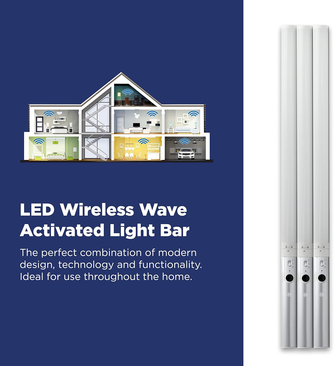 Westinghouse Rechargeable 3-Pack 17.8&rdquo; LED Wireless Wave Activated Light Bar &ndash; Ideal for under Cabinet Lighting - Touchless Activation and Dimmable &ndash; Link up to 10 Light Bars - Installs in Minutes image number 6