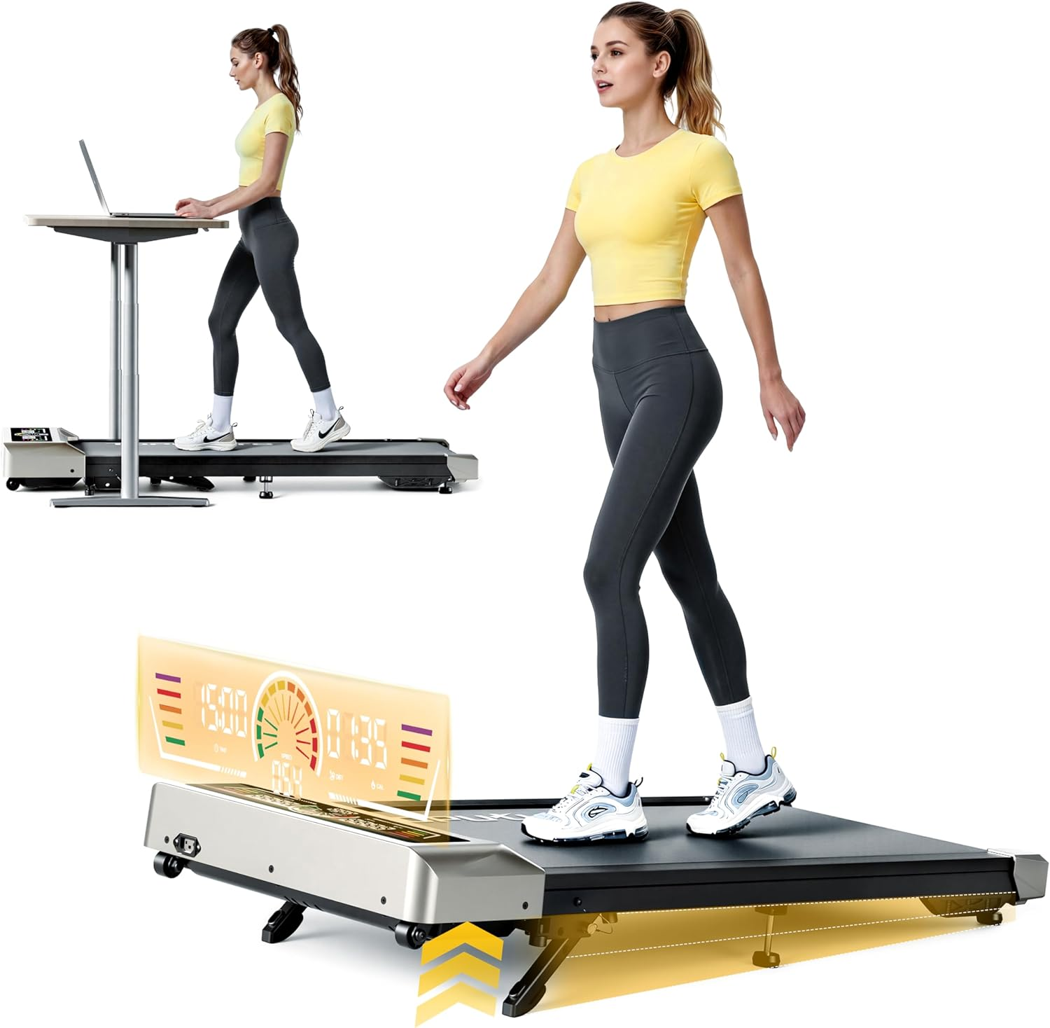 TOPUTURE Walking Pad Treadmill with Incline 10%, 3.0 HP Brushless Motor Walking Pad under Desk Treadmills for Home Office with App, Mute Control & LED Display image number 6