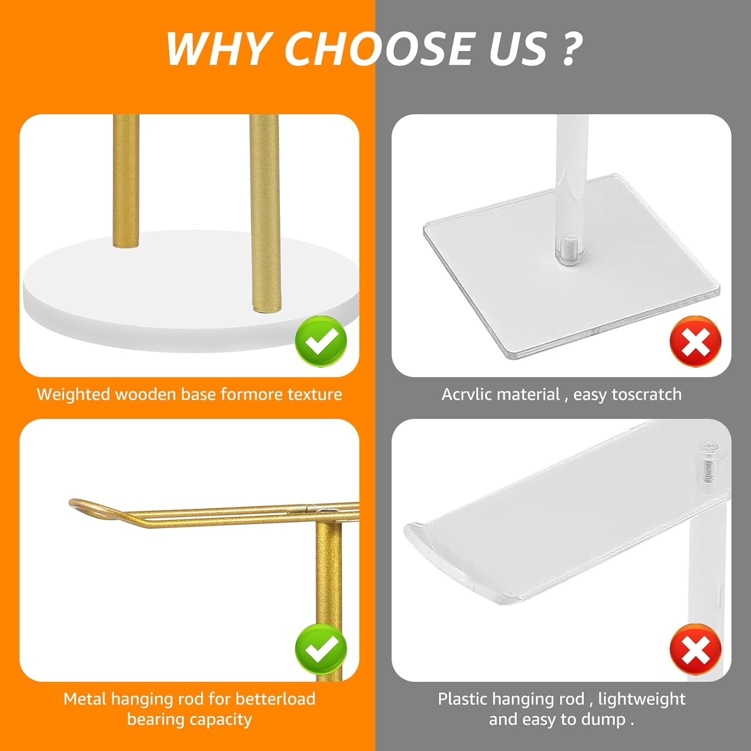 Headband Holder Organizer Metal, Hair Hoop Display Stand, Headband Organizer Storage with Base, Hair Accessories Display Rack, Bracelets Bangle Bedroom Storage Decor for Girls Women (Double Layer) image number 6