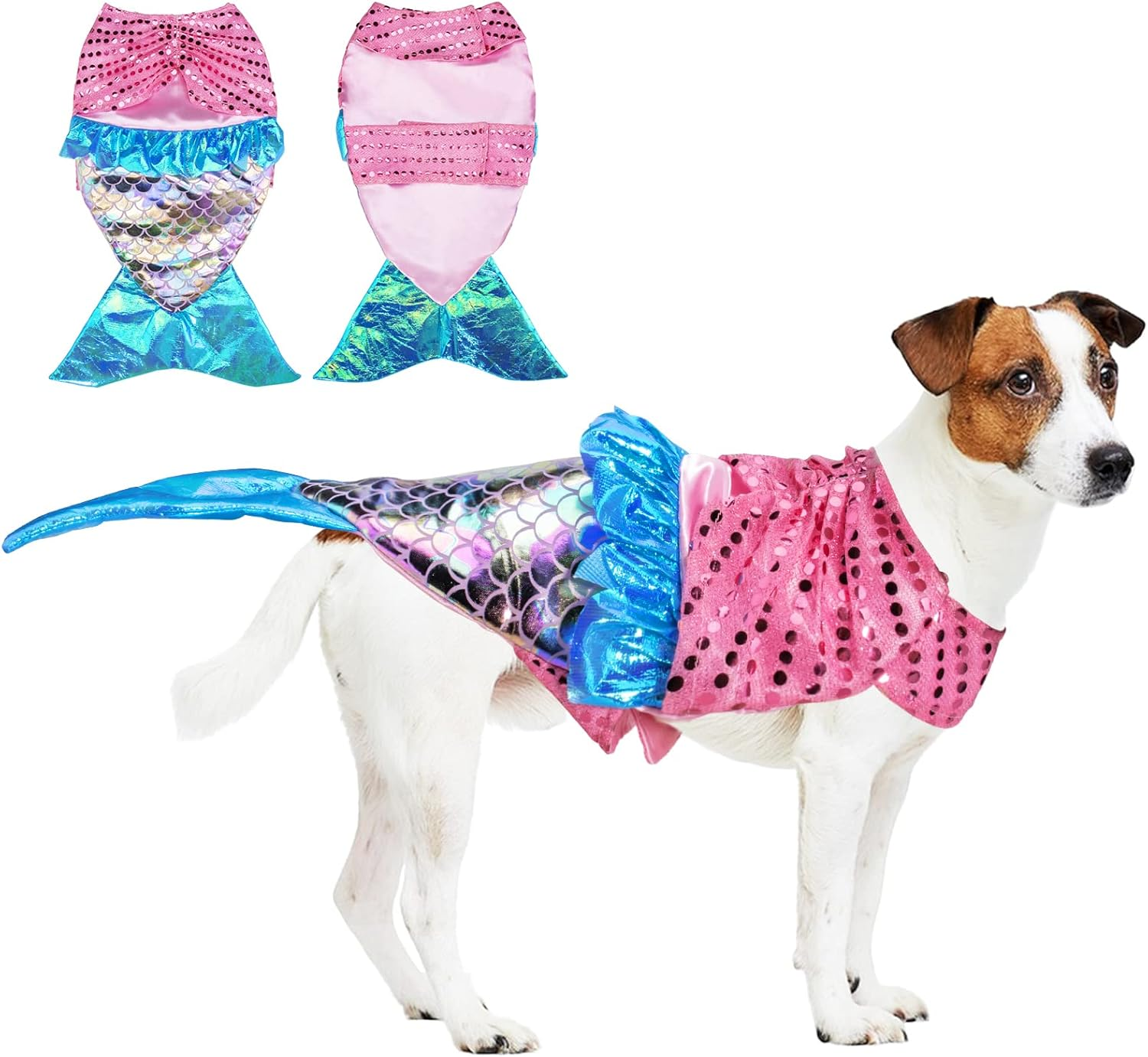 Mermaid Dog Costume - Shiny Funny Cosplay for Small & Medium Dogs, Perfect for Halloween & Parties image number 5