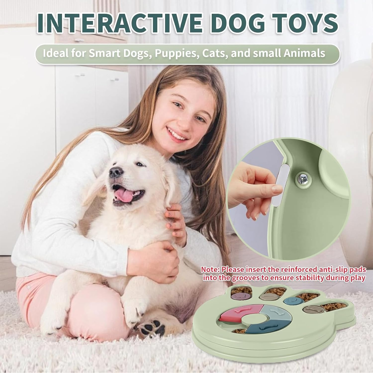 Slow Feeder Dog Bowl Pet Puzzles,Dogs Food Puzzle Feeder Toys for IQ Training & Mental Enrichment,Mental Stimulation, Aggressive Chewers Puppy Chew Toys(Green) image number 1