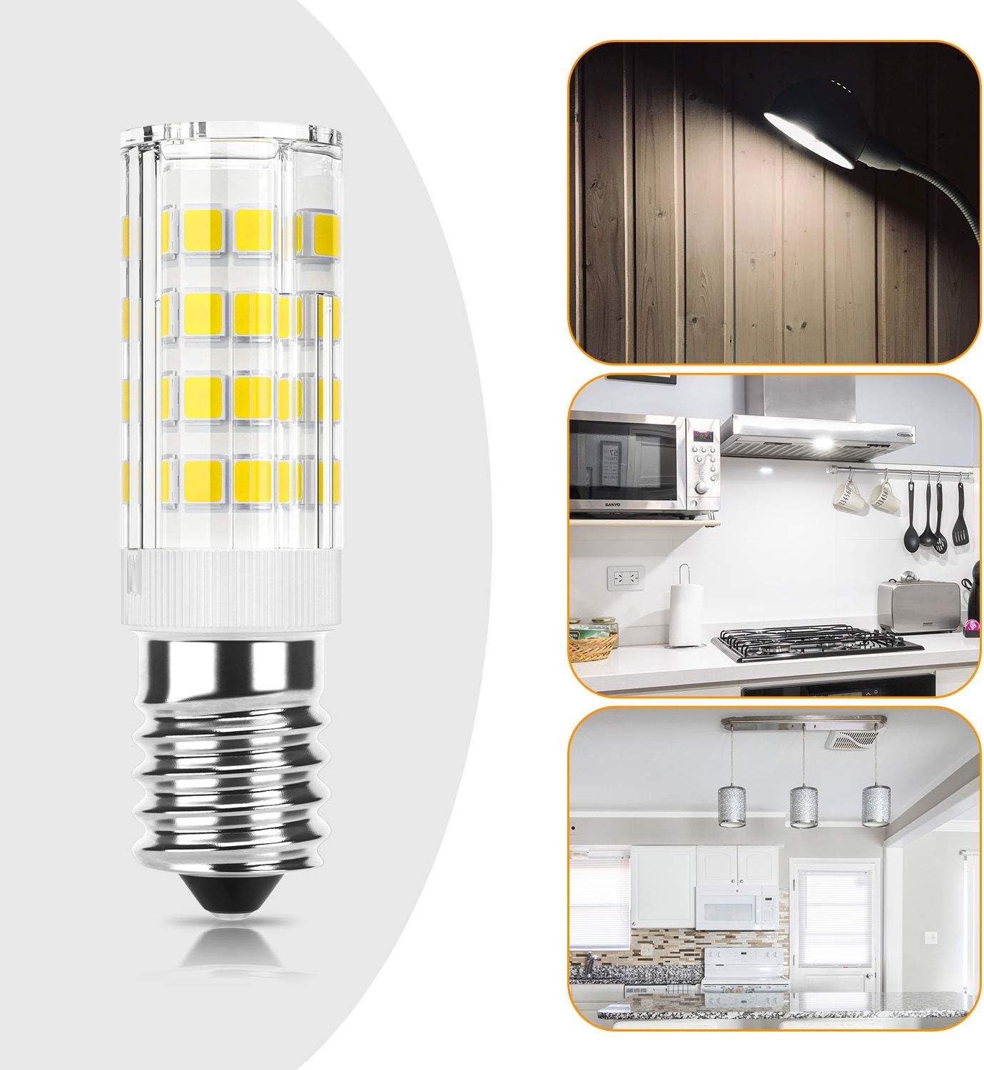 Dicuno E14 LED Light Bulb 4W (40W Halogen Equivalent), Daylight White 6000K 400LM, 220V, Non-Dimmable, Small Edison Screw Bulb for Fridge/Cooker Hood, 6-Pack image number 2