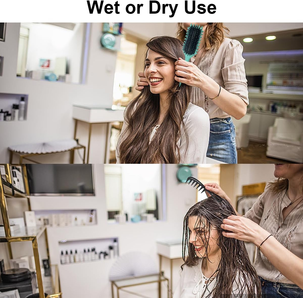 Ruayia Tooth Combs + Shark Tooth Comb Women, Wide Tooth Comb Kit for Men, Hair Styling Salon, Highlight Comb, Wide Tooth Comb, Curling Brush, Curling Comb, Coarse Teeth - Cyan image number 4