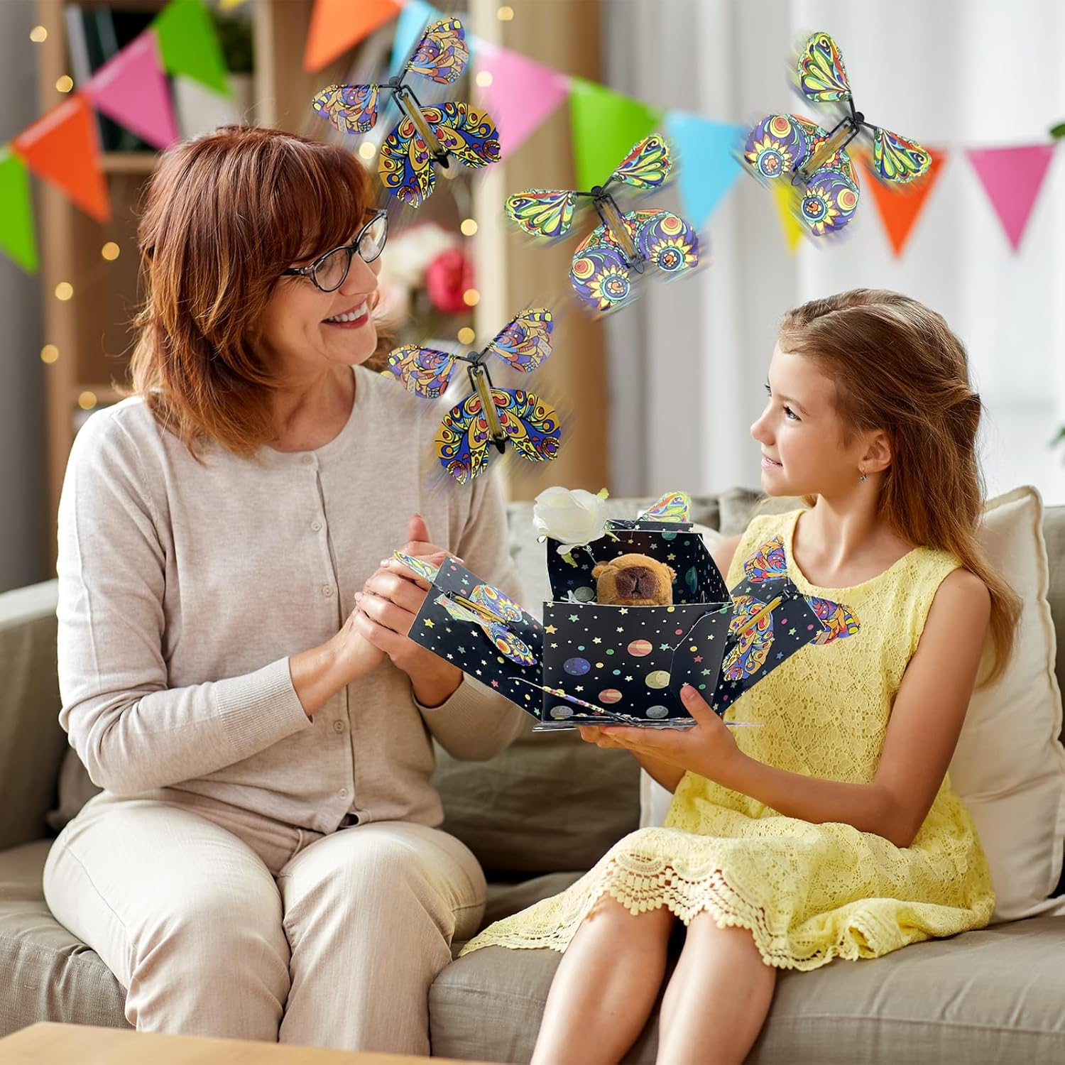 TUSAUW Butterfly Explosion Gift Box - Flying Butterfly Surprise Box for Birthdays, Christmas, Valentines, Proposal, Wedding Gifts & Prank (Black) - Black2 image number 2