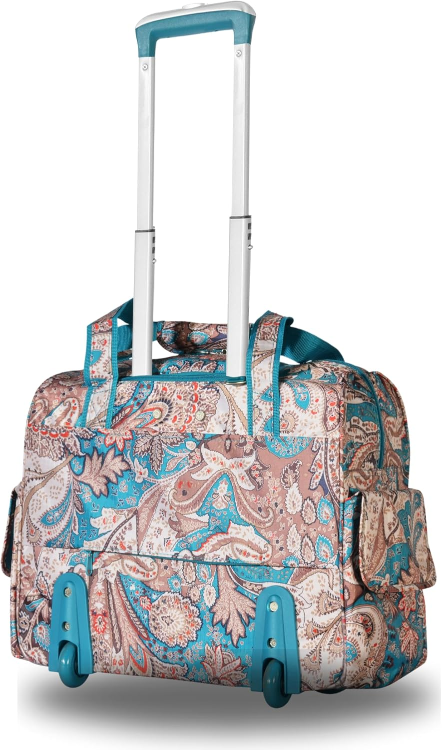 Olympia Deluxe Fashion Rolling Overnighter - Black/Purple image number 4