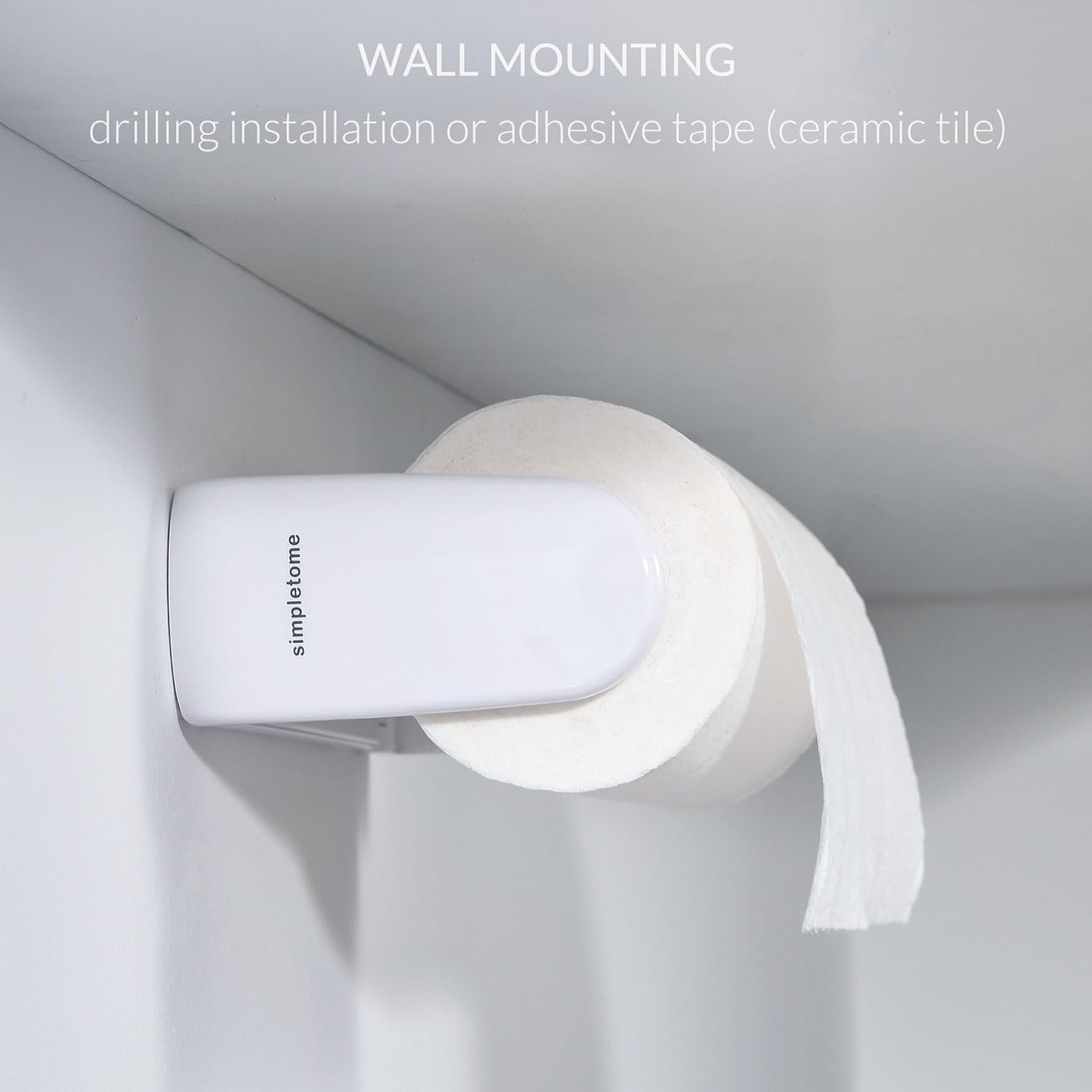 Simpletome Paper Towel Holder ONE Hand Tear Adaptive Tension Arm Adjustable Length 9.4-11Inch/24-28Cm (White) - Black image number 3