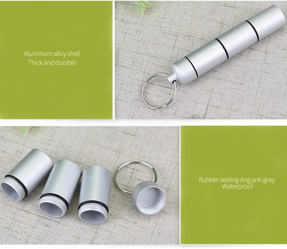 3PCS Portable Pill Case Keychain, 3 Compartment Aluminum Alloy BPA Free Waterproof Sealed Pill Boxes and Stackable Organizer Daily Pill Container for Outdoor Travel Camping image number 2