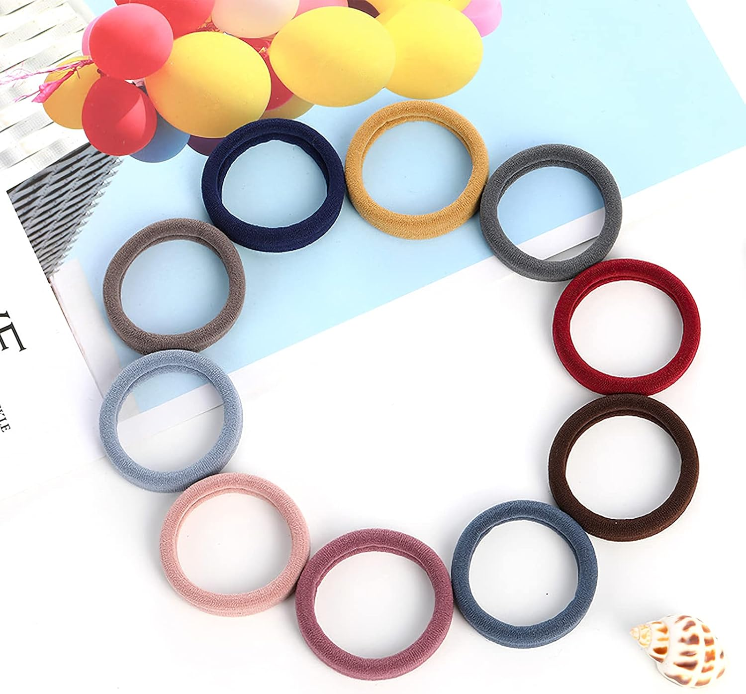 100 ELASTICS HAIR TIES, 4Cm Multicolor Hair Bobbles, Seamless No-Metal Ponytail Holders Hair Bands for Women (Multicolor) image number 1