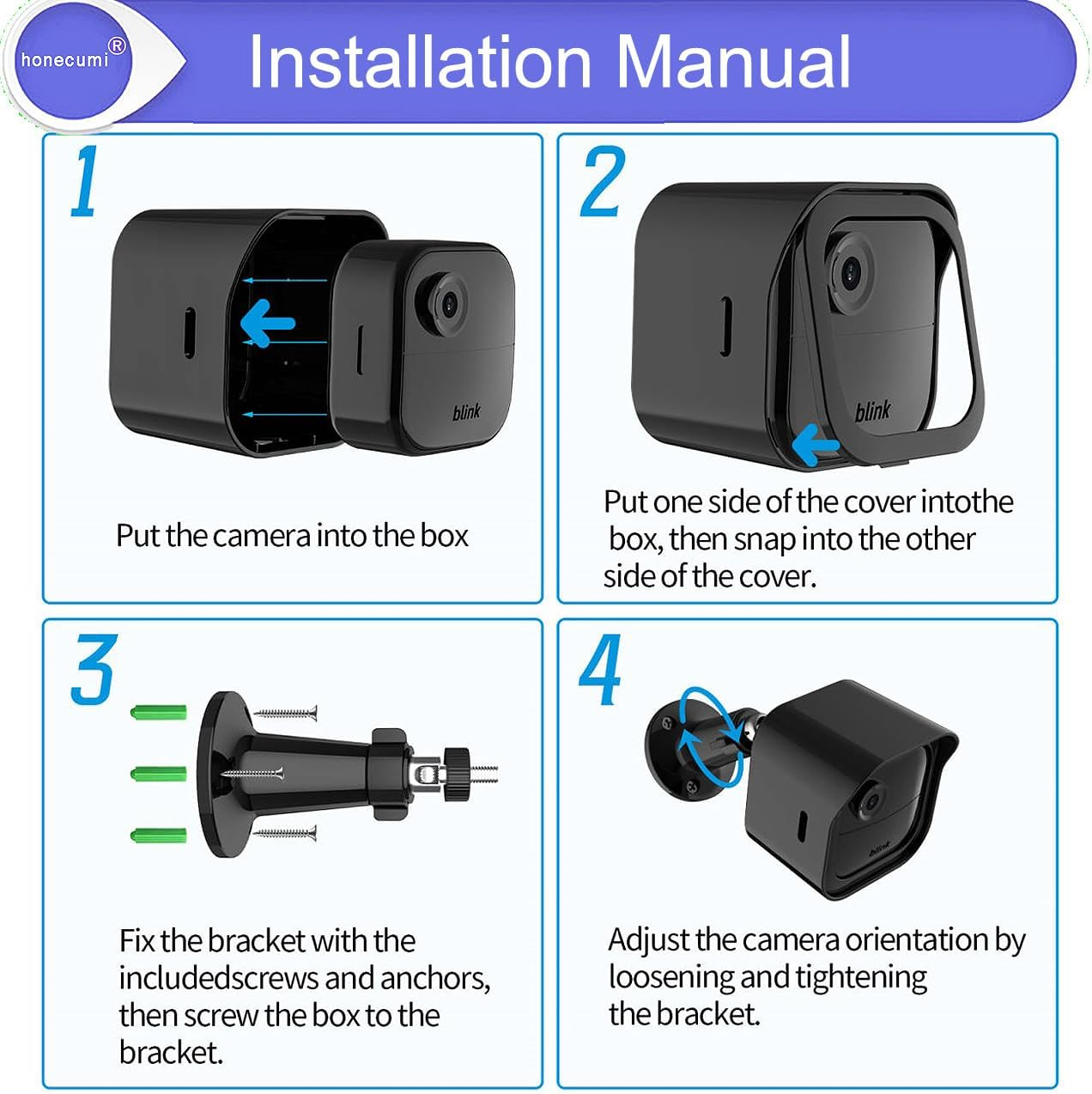 Blink Outdoor Camera Mount, 360&deg; Adjustable Blink Outdoor 4 & 3 Mount - Weatherproof & Robust Blink Camera Wall Mount, Blink Outdoor Camera Mounting Accessories for Indoor & Outdoor, Pack of 3