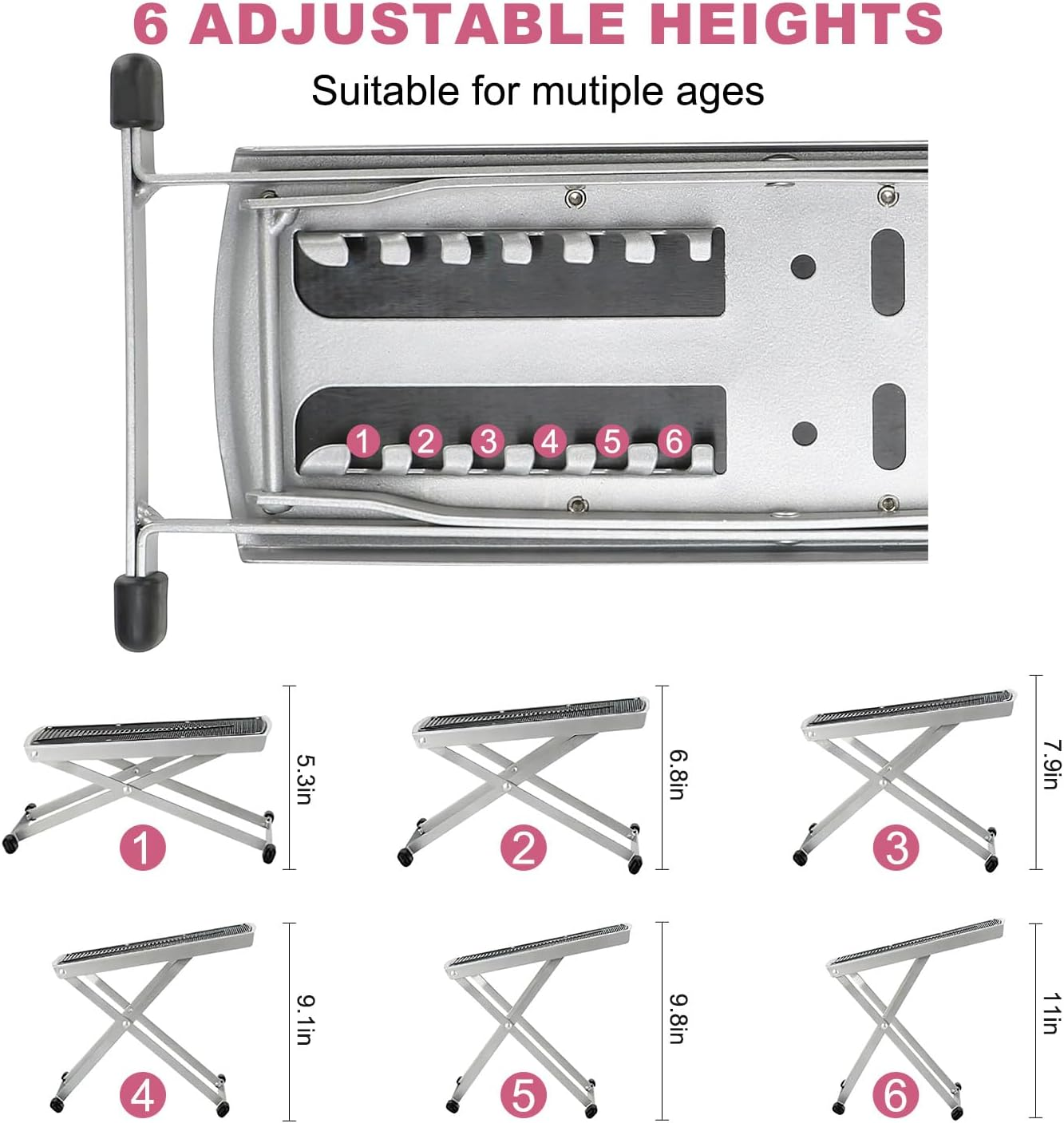 Pedicure Foot Rest, Adjustable Foot Stand with Non-Slip, Toe Separator - Easy at Home, No More Bending or Stretching, Beauty Pedicure Kit (Black)