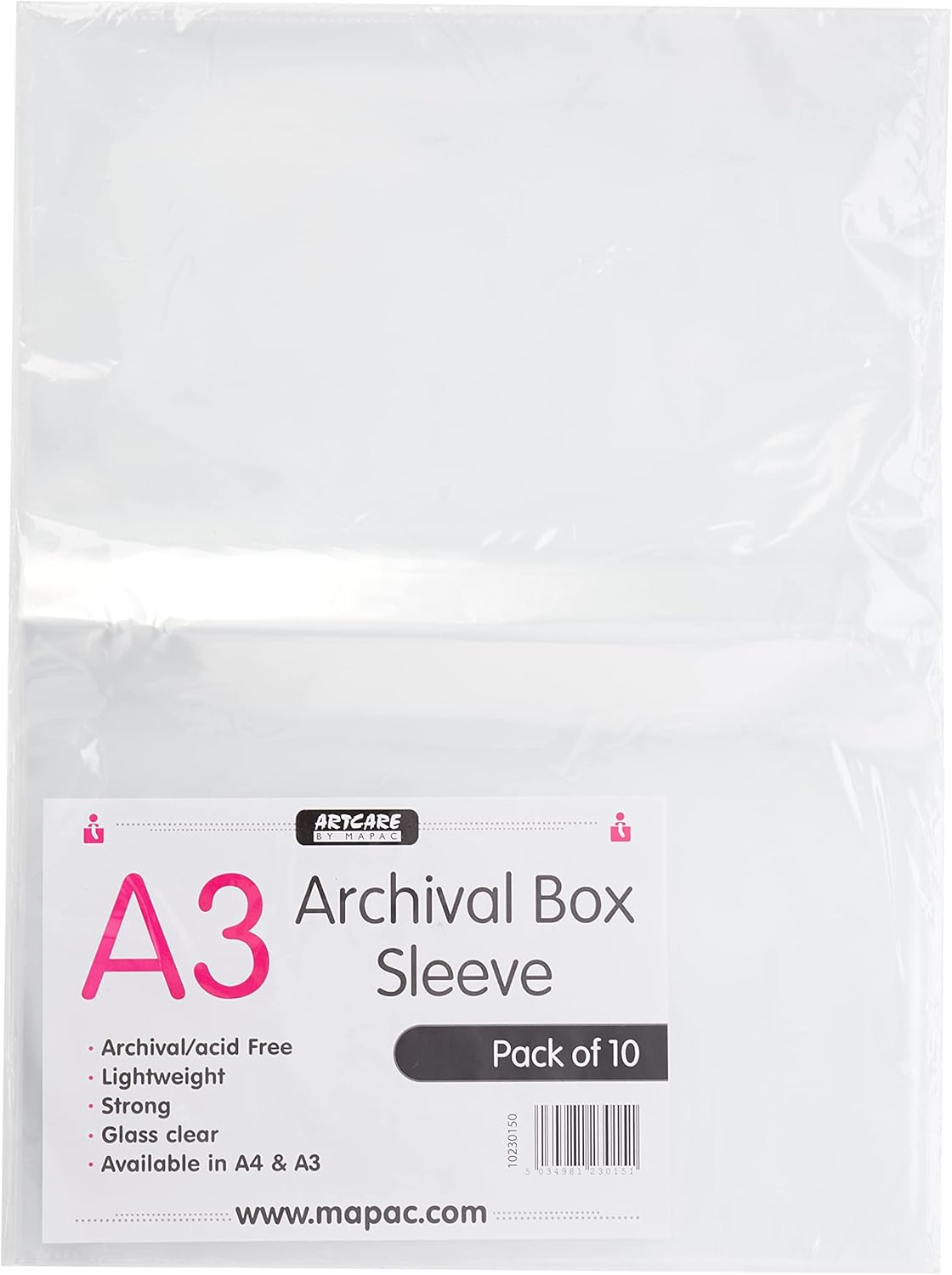 Artcare 15142001 A3 Archival Box Sleeves PK 10 (Not Punched), Synthetic Material, 45.5X0.1X35.5 Cm image number 2