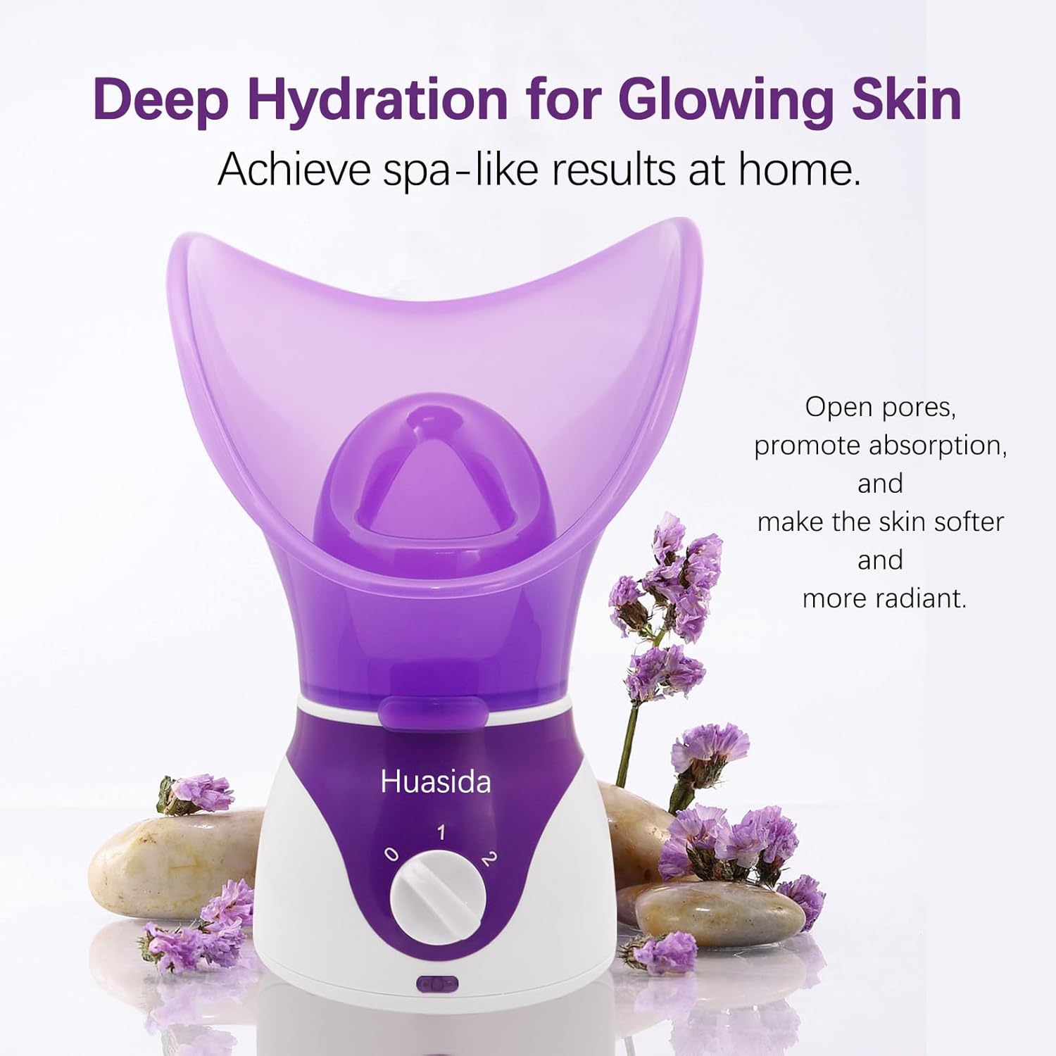 Facial Steamer Professional Spa Home Facial Steamer Sauna Pores Cleanse Warm Mist Moisturizing Humidifier Temp Control Fast Steam Sprayer（Purple）