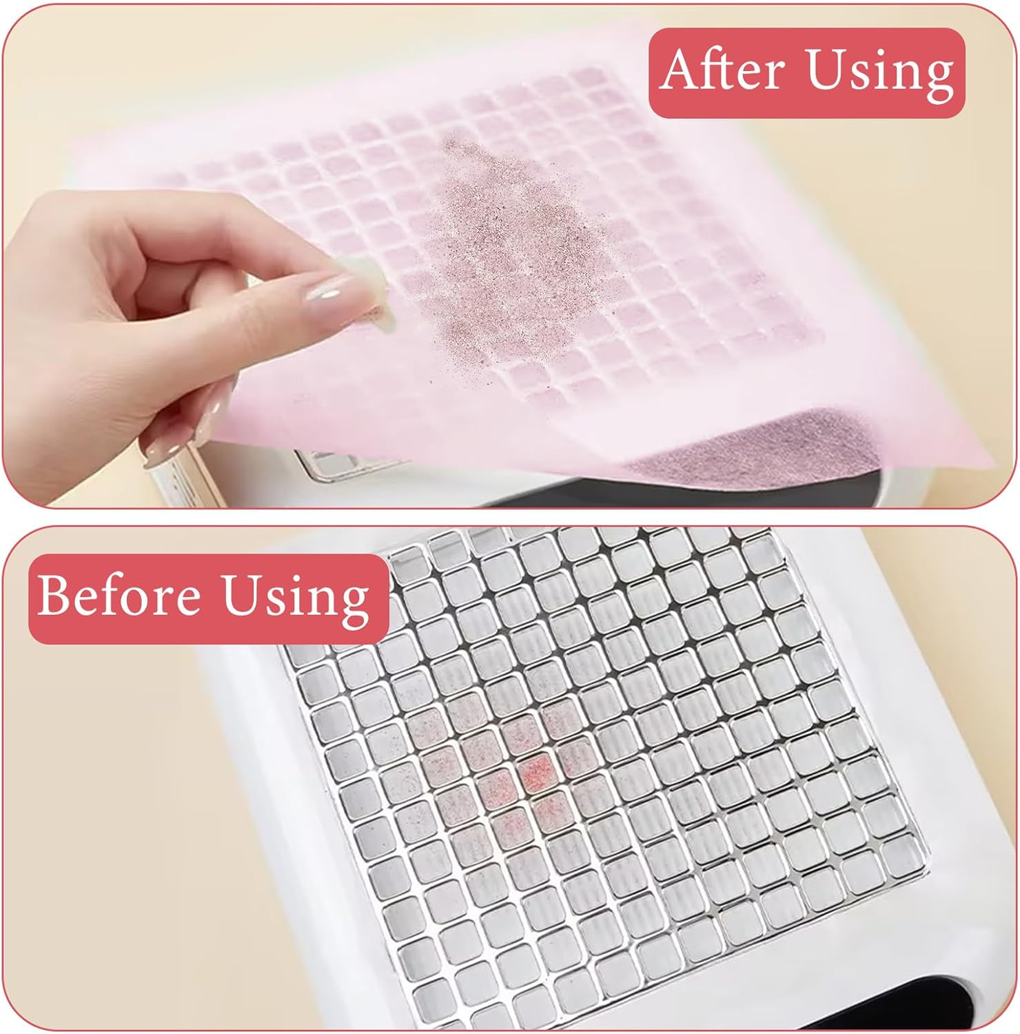 200 Sheets Nail Dust Collector Filter Paper Disposable Nail Dust Filters Sheets for Most of Nail Dust Collector Machine Nail Vacuum Dust Collector Accessories for Nail Salon Spa Tech Supplies (Pink) image number 6
