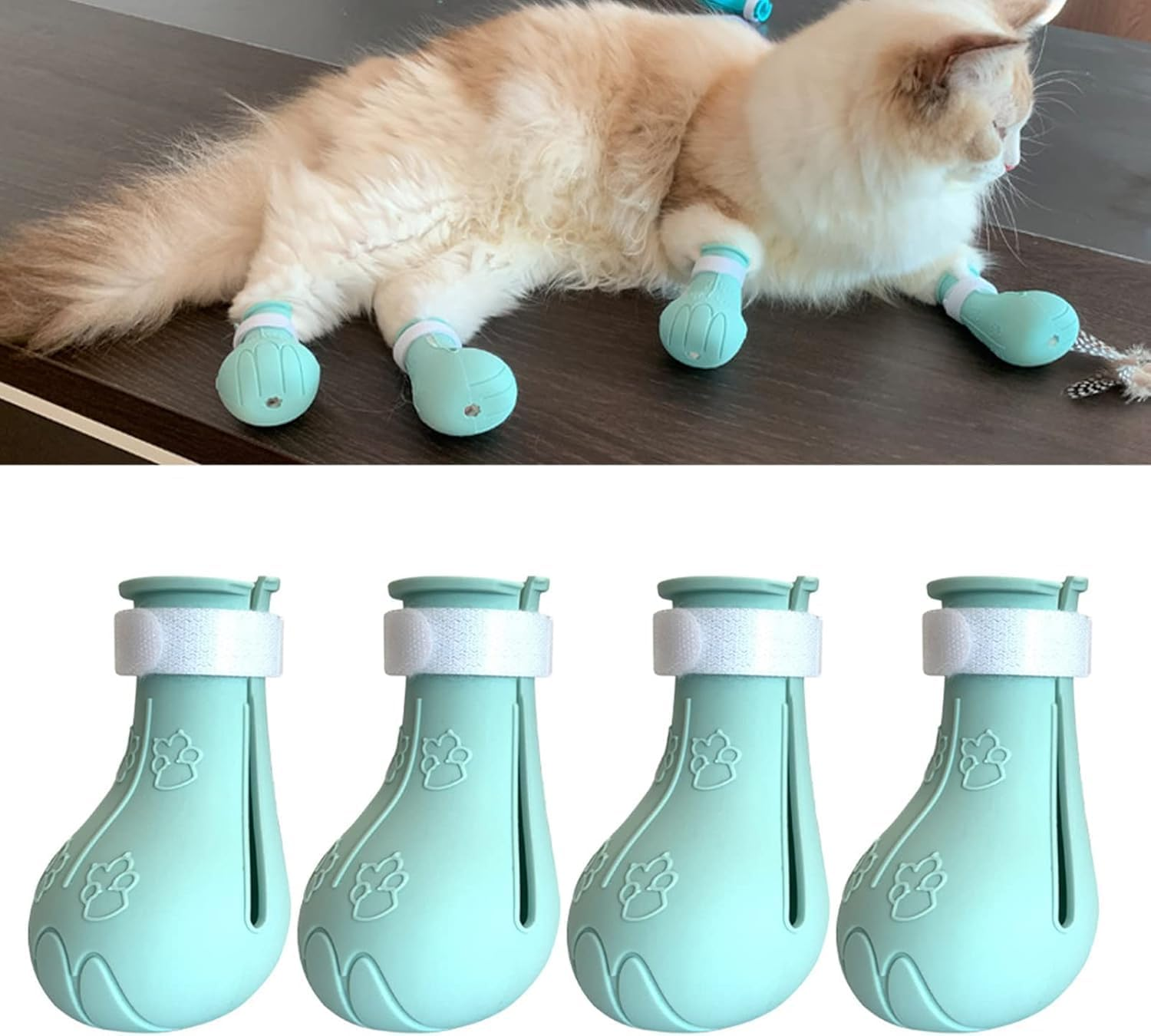 Silicone Cat Anti-Scratch Shoes, 4Pcs Anti-Scratch Silicone Cat Shoes Boots,Anti Scratch Silicone Cat Feet Cover,Silicone Cat Foot Cover Cat Feet Protective Cover,Anti-Scratch Silicone Cat Shoes Boot