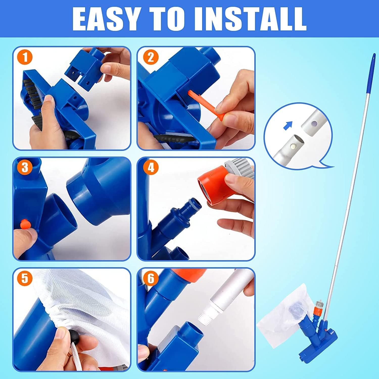 Qiugosun Hot Tub Vacuum Cleaner,Portable Mini Swimming Pool Pond Spa Jet Vacuum Cleaning,Mini Jet Vac Vacuum Cleaner for Pool Spa Fountain Hot Tub(No Garden Hose Included) (LSK0004Y06J01)