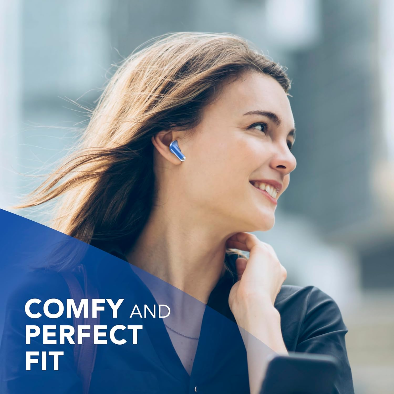 Music Sound Drift Bluetooth In-Ear Headphones Wireless with Compact Colourful Case, Auto Pairing, Touch Control, up to 22 Hours Playback Time, Blue image number 3