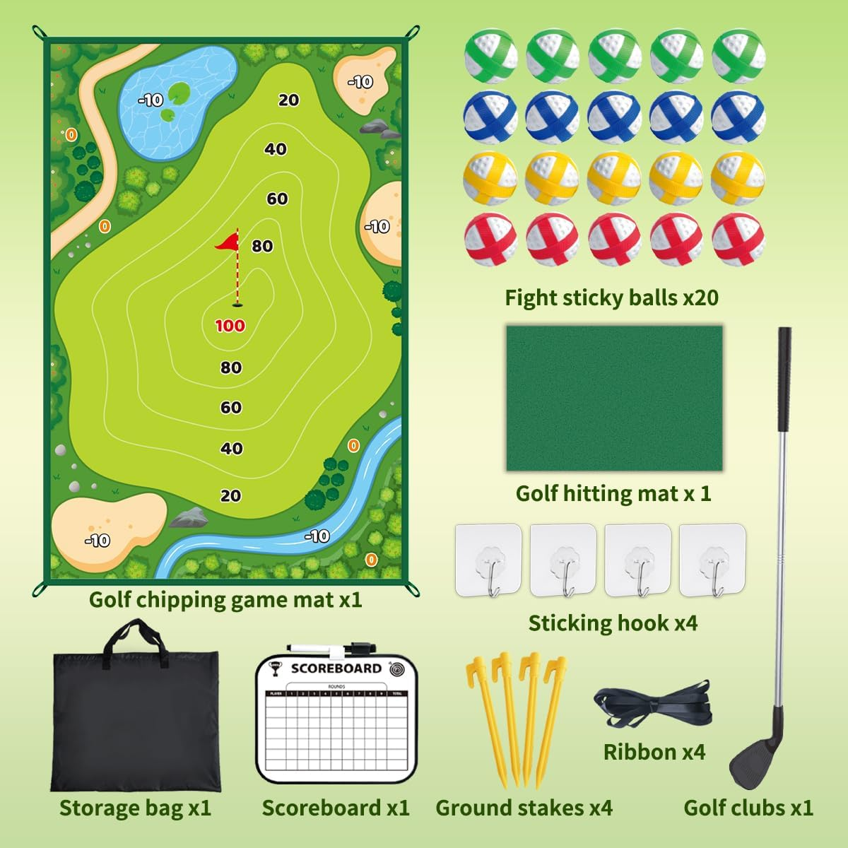 Kaekid Kids Golf Toys Set, Indoor Outdoor Sport Toy,Golf Hitting Mat & Training Golf Balls & Club Equipment, Golf Chipping Games for Family, Birthday Gifts for 3 4 5 6 7 8 Year Olds Boys Girls image number 5