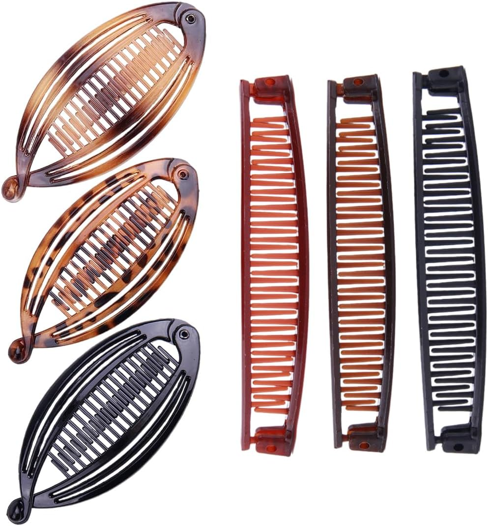 6PCS Banana Clip, Banana Clip Hair Comb Resin Banana Clip Hair Comb for Hair Bananas Ponytail Hair Styling Accessories Interlocking Hair Styling Accessories for Women Girls image number 1