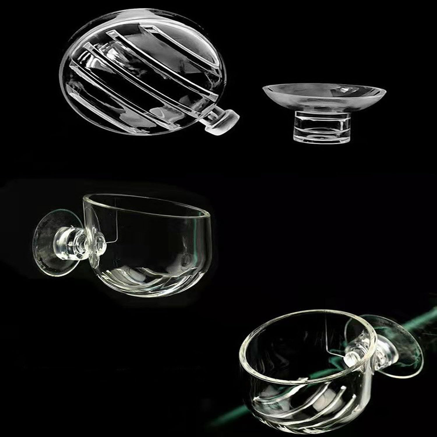 6PCS Fish Tank Aquatic Red Worm Feeder, Acrylic Aquarium Fish Feeder Holder with 6 Suction Cups, Aquarium Clear Acrylic Shelf,Plant Holder for Aquarium Fish Feeding Cups Fish Food Container