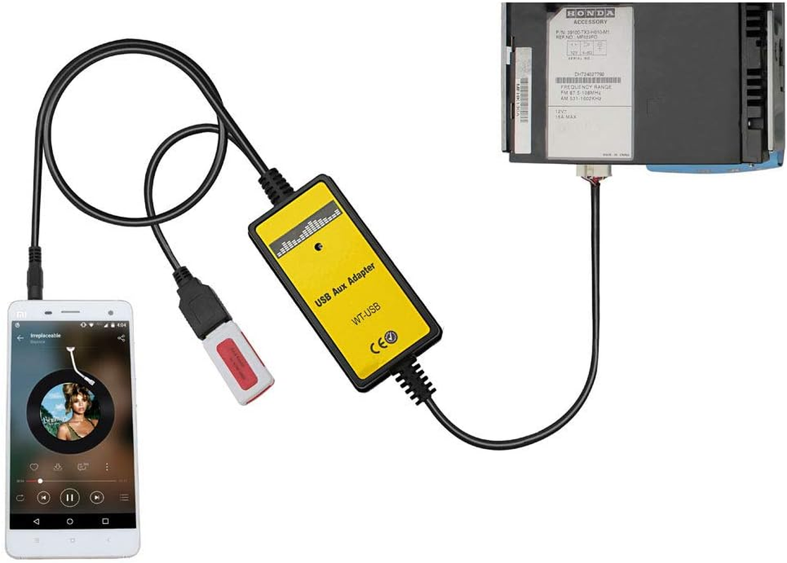 Aux Adapter, USB AUX in Adapter Car Stereo Digital Cd Changer 3.5Mm Aux Interface for Honda 2.4 2003-2011 Accord 2002-2011 City 2005-2011 CRV 2006-2011 Civic 2005-2011 Odyssey 2002-2011 Fit image number 1