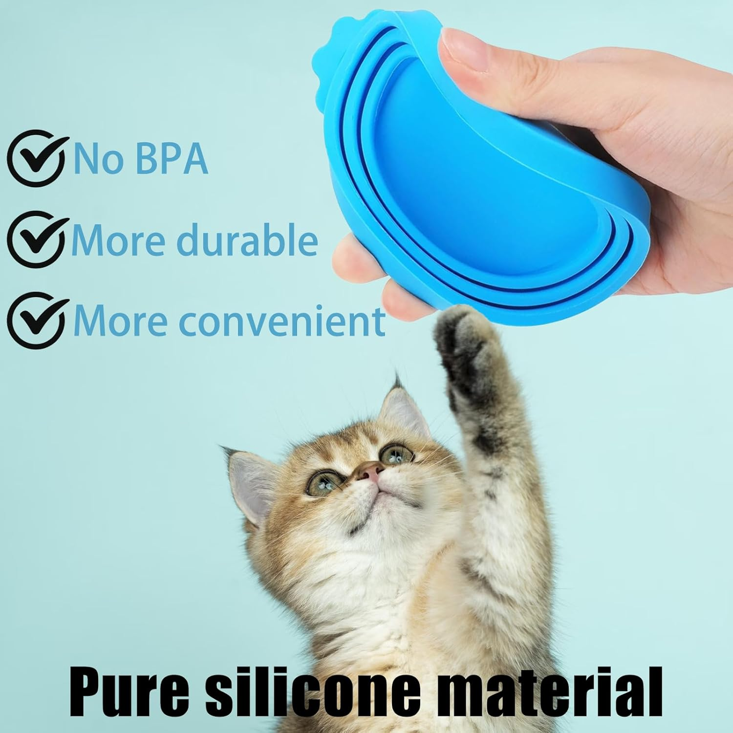 Silicone Lid for Cans for Dogs and Cats, Universal Silicone Can Lid for Pets, Pet Food Can Lid, Dishwasher Safe, 3-In-1 Universal Can Lid for Cat and Dog Food image number 1