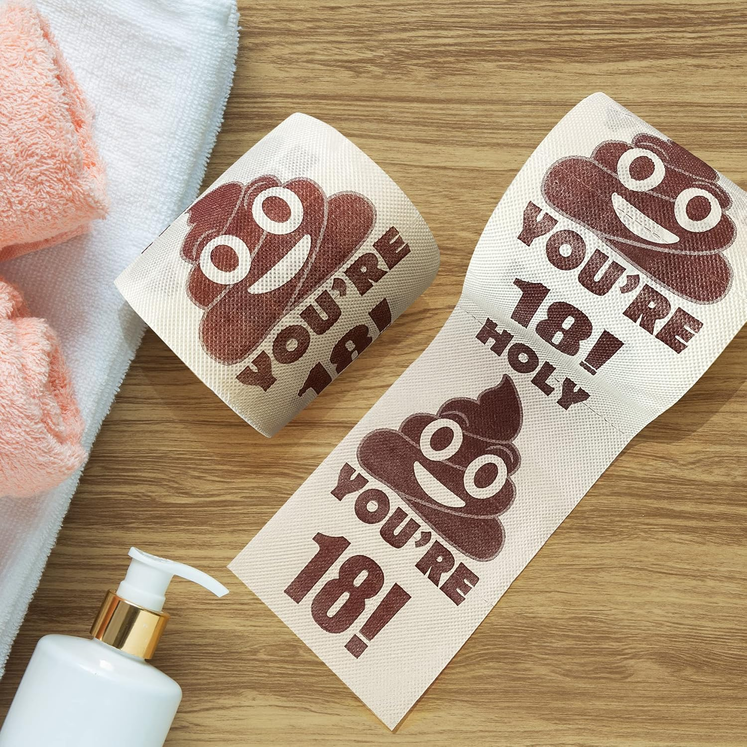 UFRITAN Happy 18Th Birthday Gifts, 3-Ply Funny Toilet Paper Roll, Holy Poop You'Re 16 Printed Gag Gift, Pranks & Surprises Bathroom Decor for Boys Son Girls, Cheers to 18 Bday Party Supplies, 4X4'' - 15 Years Old image number 5
